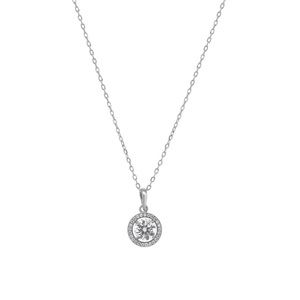 GRA Certified Sterling Silver 1.0CT - 6.5MM Moissanite Halo Necklace